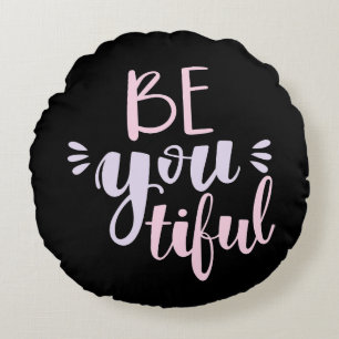 Modern Pastel roze en paarse Wees je tiful Rond Kussen