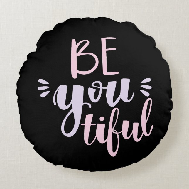 Modern Pastel roze en paarse Wees je tiful Rond Kussen (Voorkant)