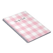 Modern Pastel Roze en White Gingham Check Notitieboek (Rechterzijde)