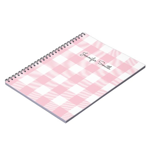 Modern Pastel Roze en White Gingham Check Notitieboek (Linkerzijde)