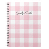 Modern Pastel Roze en White Gingham Check Notitieboek (Voorkant)