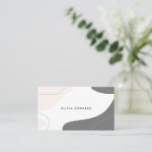 Modern pastel roze grijs blauwgroen abstract pense visitekaartje (Staand voorkant)