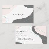 Modern pastel roze grijs blauwgroen abstract pense visitekaartje (Voorkant / Achterkant)