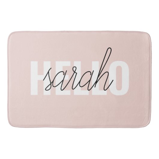 Modern Pastel Roze Hallo en u noemt Badmat (Voorkant)