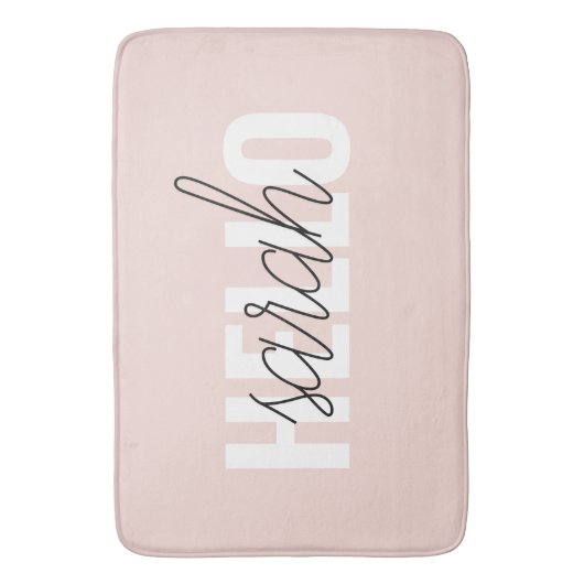 Modern Pastel Roze Hallo en u noemt Badmat (Voorkant Verticaal)