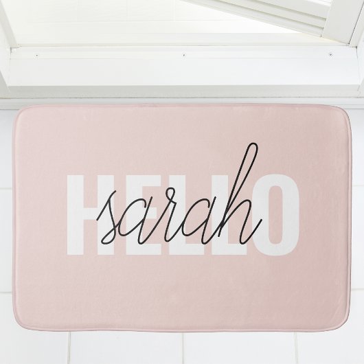 Modern Pastel Roze Hallo en u noemt Badmat