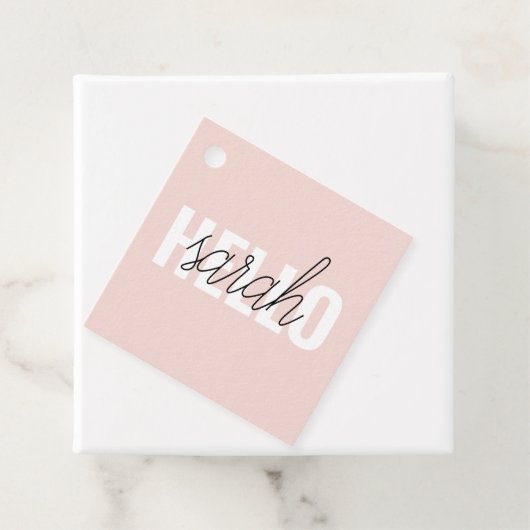 Modern Pastel Roze Hallo en u noemt Bedankjes Labels (In situ)