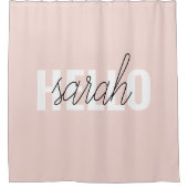 Modern Pastel Roze Hallo en u noemt Douchegordijn (Voorkant)