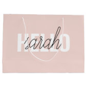Modern Pastel Roze Hallo en u noemt Groot Cadeauzakje (Achterkant)