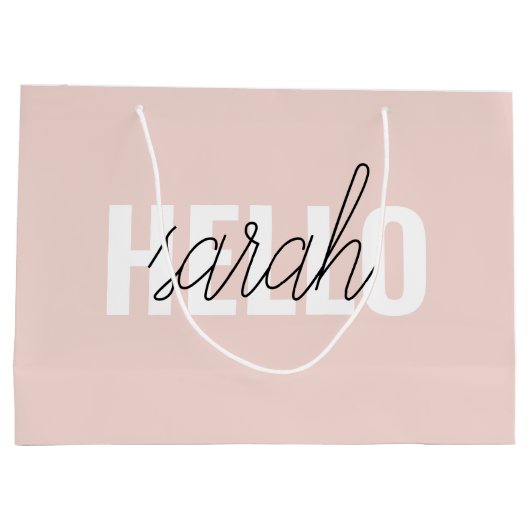 Modern Pastel Roze Hallo en u noemt Groot Cadeauzakje (Achterkant)