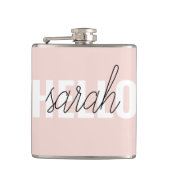 Modern Pastel Roze Hallo en u noemt Heupfles (Voorkant)