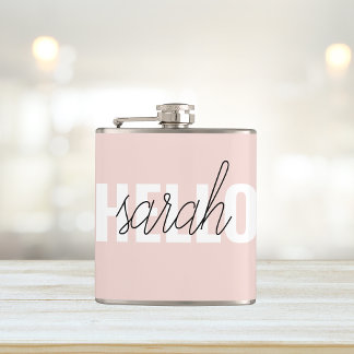 Modern Pastel Roze Hallo en u noemt Heupfles