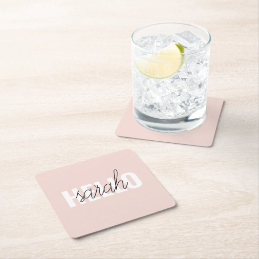 Modern Pastel Roze Hallo en u noemt Kartonnen Onderzetters (Insitu)