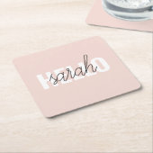 Modern Pastel Roze Hallo en u noemt Kartonnen Onderzetters (Schuin)