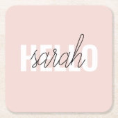 Modern Pastel Roze Hallo en u noemt Kartonnen Onderzetters (Voorkant)