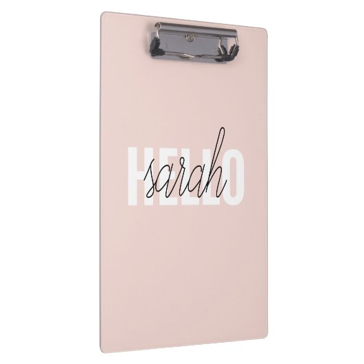 Modern Pastel Roze Hallo en u noemt Klembord (Rechts)