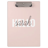 Modern Pastel Roze Hallo en u noemt Klembord (Voorkant)