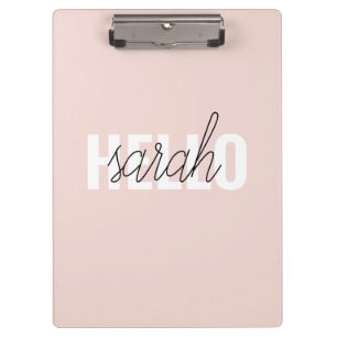 Modern Pastel Roze Hallo en u noemt Klembord