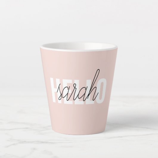 Modern Pastel Roze Hallo en u noemt Latte Mok (Voorkant)