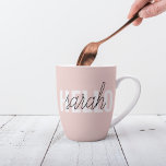 Modern Pastel Roze Hallo en u noemt Latte Mok<br><div class="desc">Modern Pastel Roze Hallo en u noemt</div>