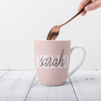 Modern Pastel Roze Hallo en u noemt Latte Mok