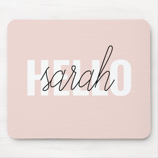 Modern Pastel Roze Hallo en u noemt Muismat (Voorkant)