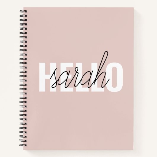 Modern Pastel Roze Hallo en u noemt Notitieboek (Voorkant)