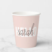 Modern Pastel Roze Hallo en u noemt Papieren Bekers (Achterkant)