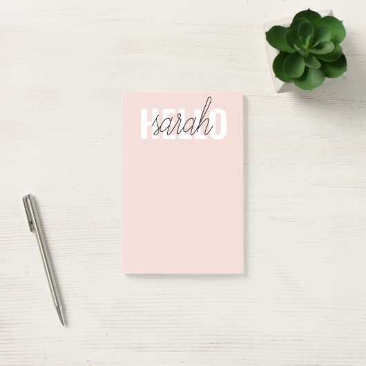 Modern Pastel Roze Hallo en u noemt Post-it® Notes (Kantoor)