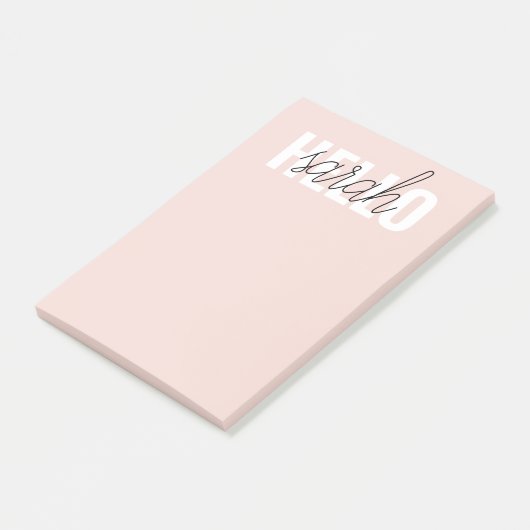 Modern Pastel Roze Hallo en u noemt Post-it® Notes (Schuin)