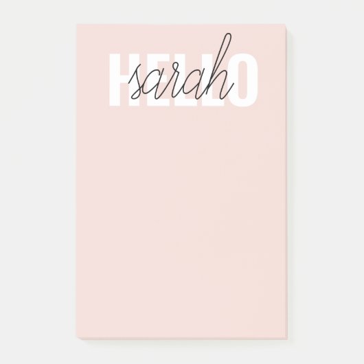 Modern Pastel Roze Hallo en u noemt Post-it® Notes (Voorkant)