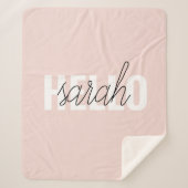 Modern Pastel Roze Hallo en u noemt Sherpa Deken (Voorkant)