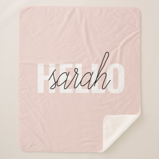 Modern Pastel Roze Hallo en u noemt Sherpa Deken (Voorkant)