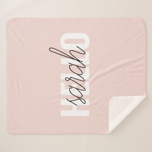 Modern Pastel Roze Hallo en u noemt Sherpa Deken (Voorkant (horizontaal))