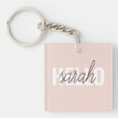 Modern Pastel Roze Hallo en u noemt Sleutelhanger (voorkant)