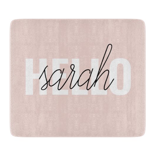 Modern Pastel Roze Hallo en u noemt Snijplank (Voorkant)