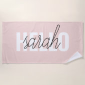 Modern Pastel Roze Hallo en u noemt Strandlaken (Voorkant)