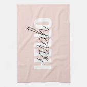 Modern Pastel Roze Hallo en u noemt Theedoek (Verticaal)