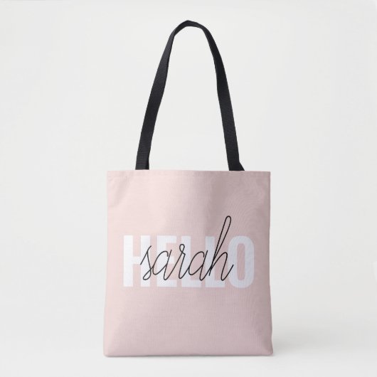Modern Pastel Roze Hallo en u noemt Tote Bag (Voorkant)