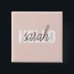 Modern Pastel Roze Hallo en u noemt Vierkante Button 5,1 Cm<br><div class="desc">Modern Pastel Roze Hallo en u noemt</div>