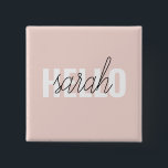 Modern Pastel Roze Hallo en u noemt Vierkante Button 5,1 Cm<br><div class="desc">Modern Pastel Roze Hallo en u noemt</div>