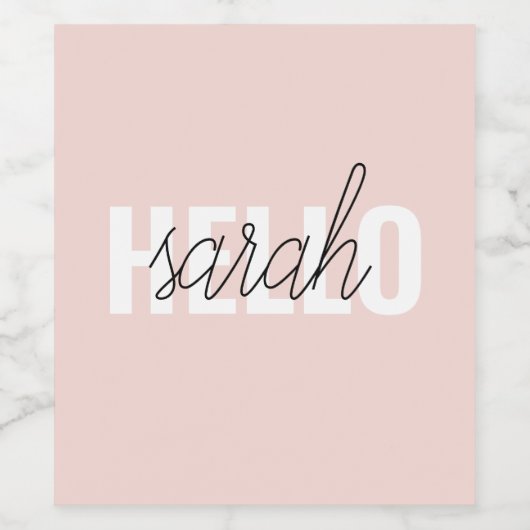 Modern Pastel Roze Hallo en u noemt Wijn Etiket (Enkel label)