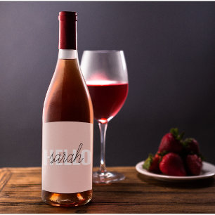 Modern Pastel Roze Hallo en u noemt Wijn Etiket