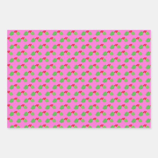 Modern Pastel Roze Kerstmis Inpakpapier Vel (Voorkant 2)