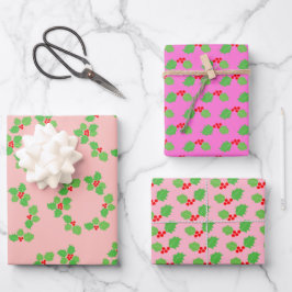 Modern Pastel Roze Kerstmis Inpakpapier Vel
