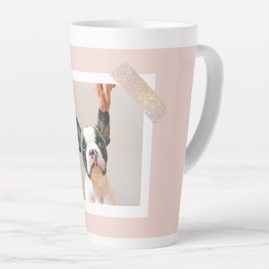 Modern Pastel Roze Lijst | Persoonlijke foto van D Latte Mok (Rechterhoek)