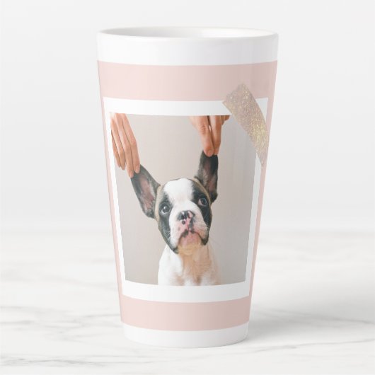 Modern Pastel Roze Lijst | Persoonlijke foto van D Latte Mok (Voorkant)