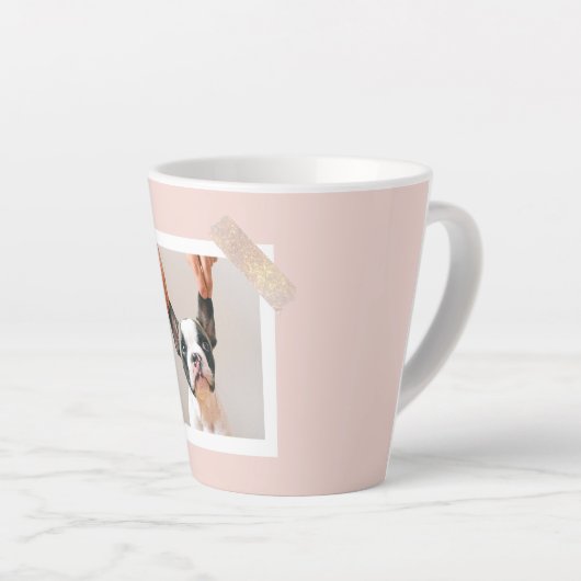 Modern Pastel Roze Lijst | Persoonlijke foto van D Latte Mok (Rechterhoek)