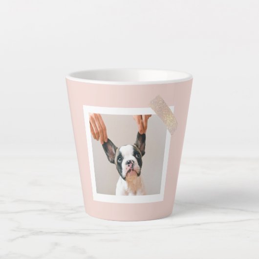 Modern Pastel Roze Lijst | Persoonlijke foto van D Latte Mok (Voorkant)