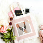 Modern Pastel Roze Lijst | Persoonlijke foto van D Tote Bag<br><div class="desc">Modern Pastel Roze Lijst | Persoonlijke foto van Dog</div>